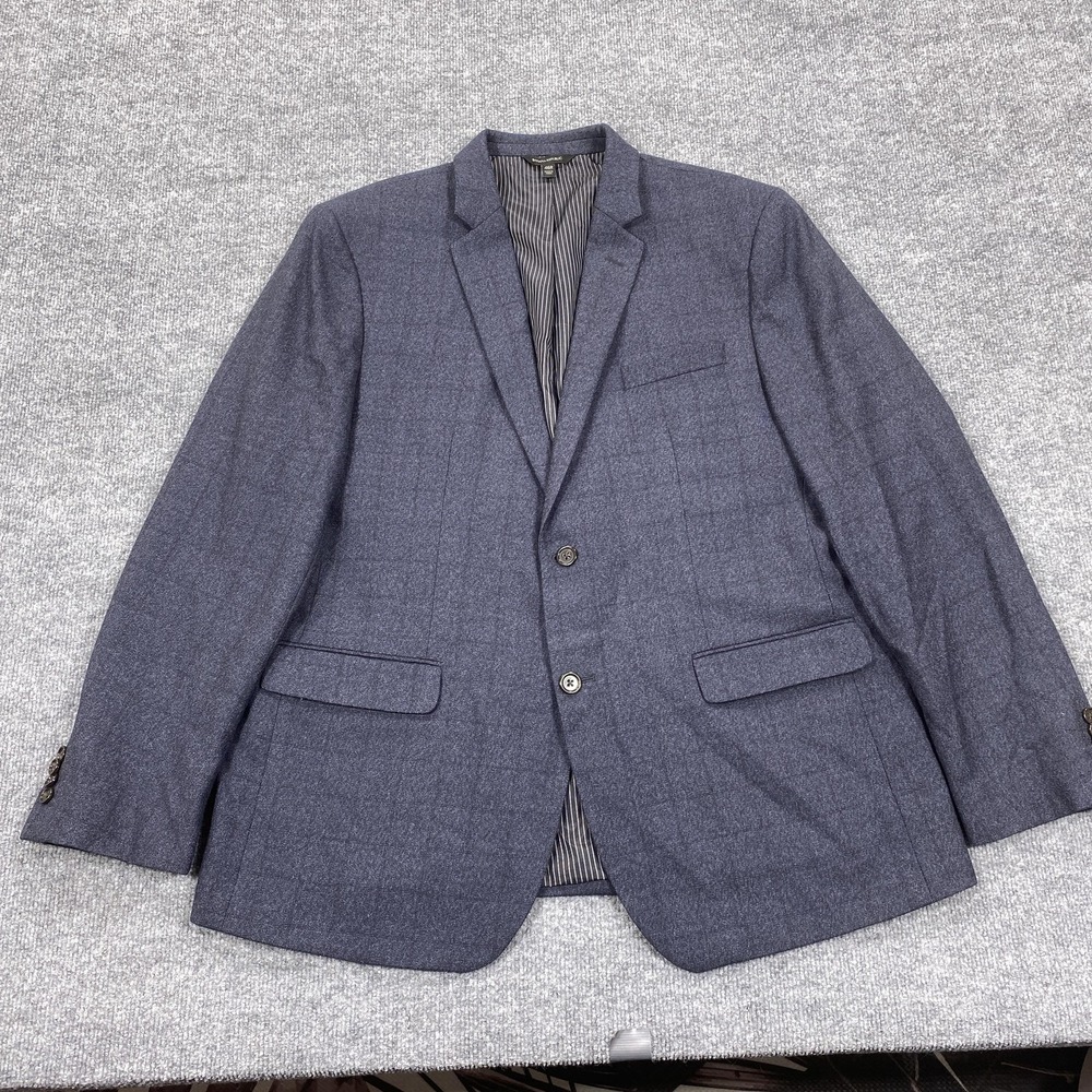 Banana Republic Suit Jacket Mens 46R Blue Tweed Wool Polyester Two Button